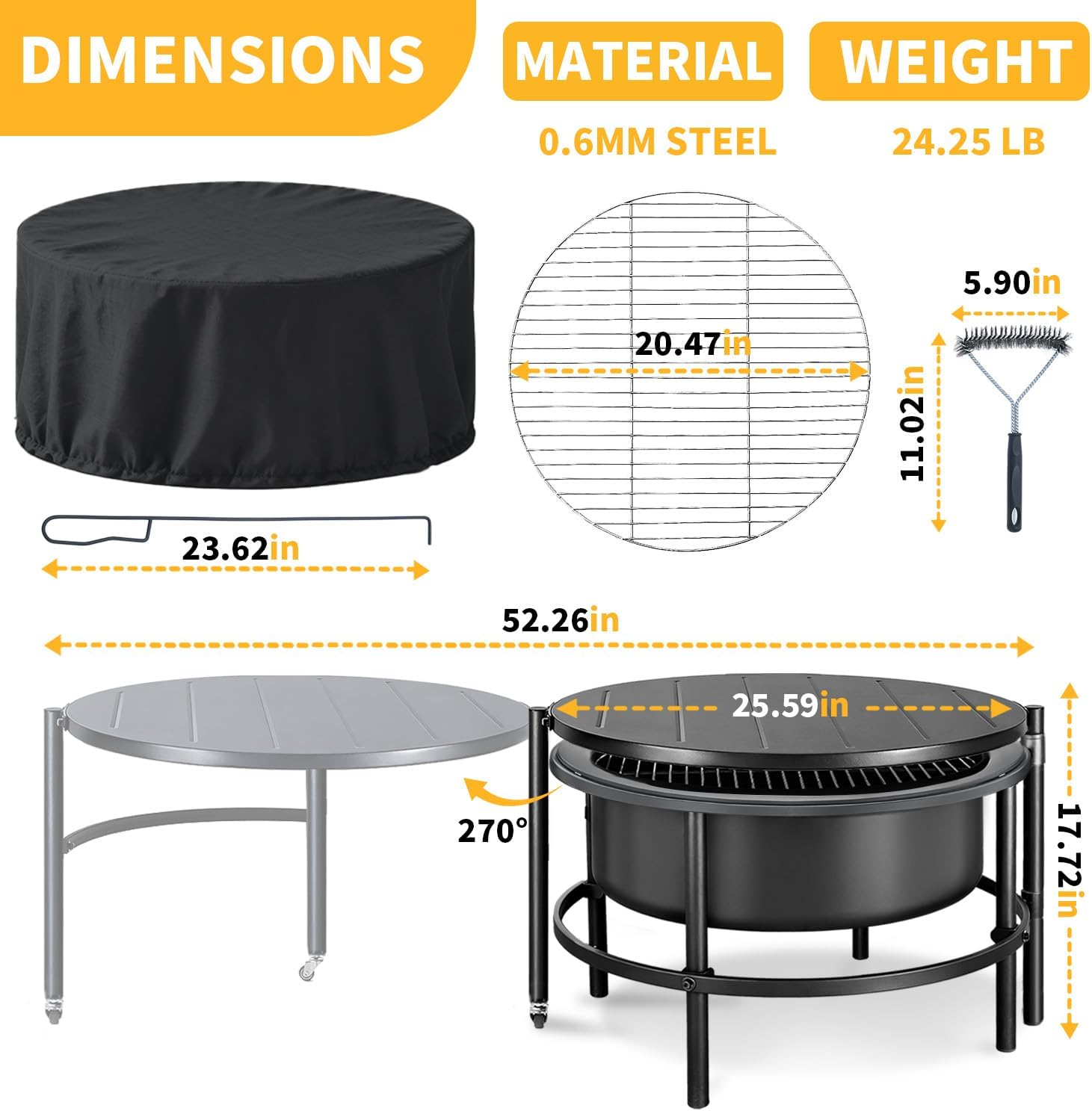 Fire Pits for Outside Wood Burning with 28