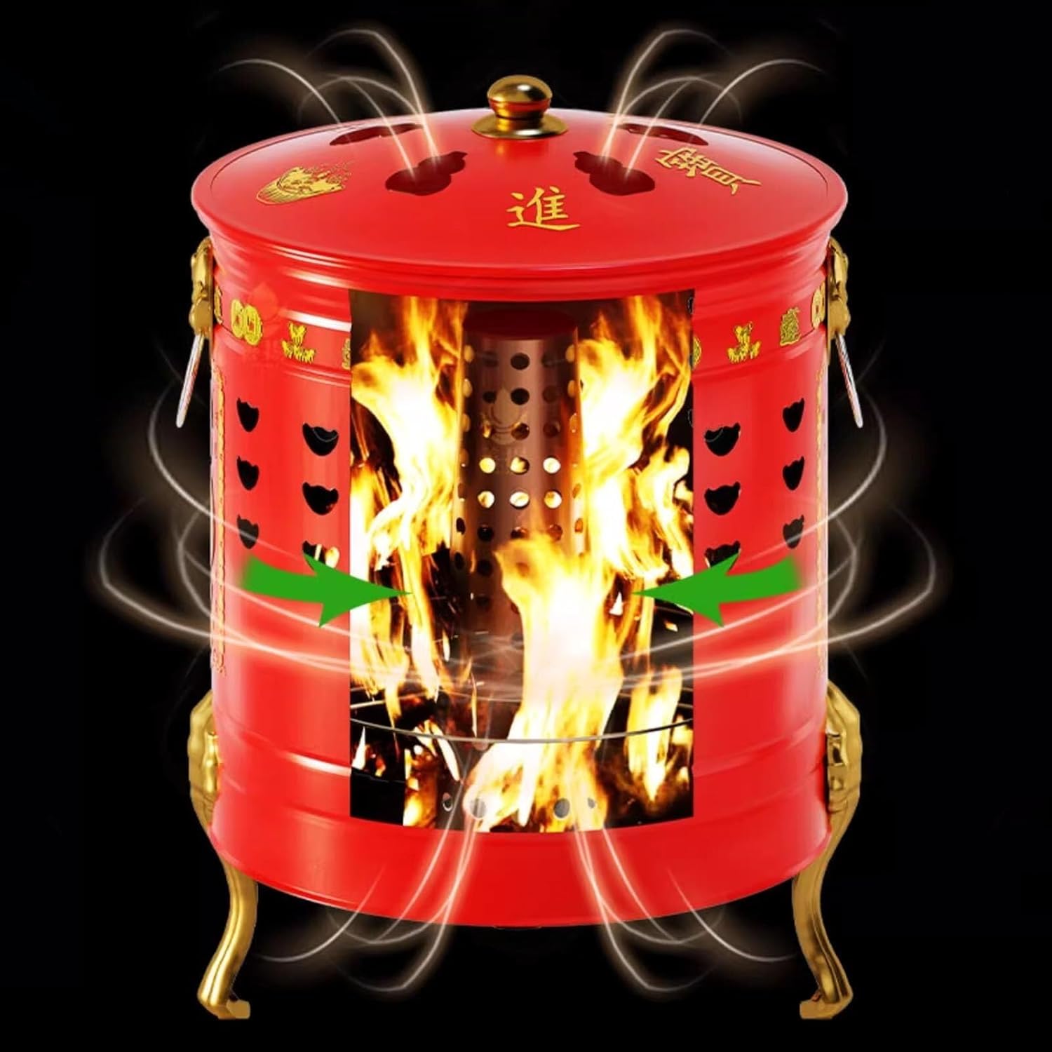 Burn Barrel,Metal Burn Barrels for Outside, Garden Fire Pit Cage Yard Debris Furnace Burning Bin Bucket with Lid(35x59cm/13.8x223.2in)