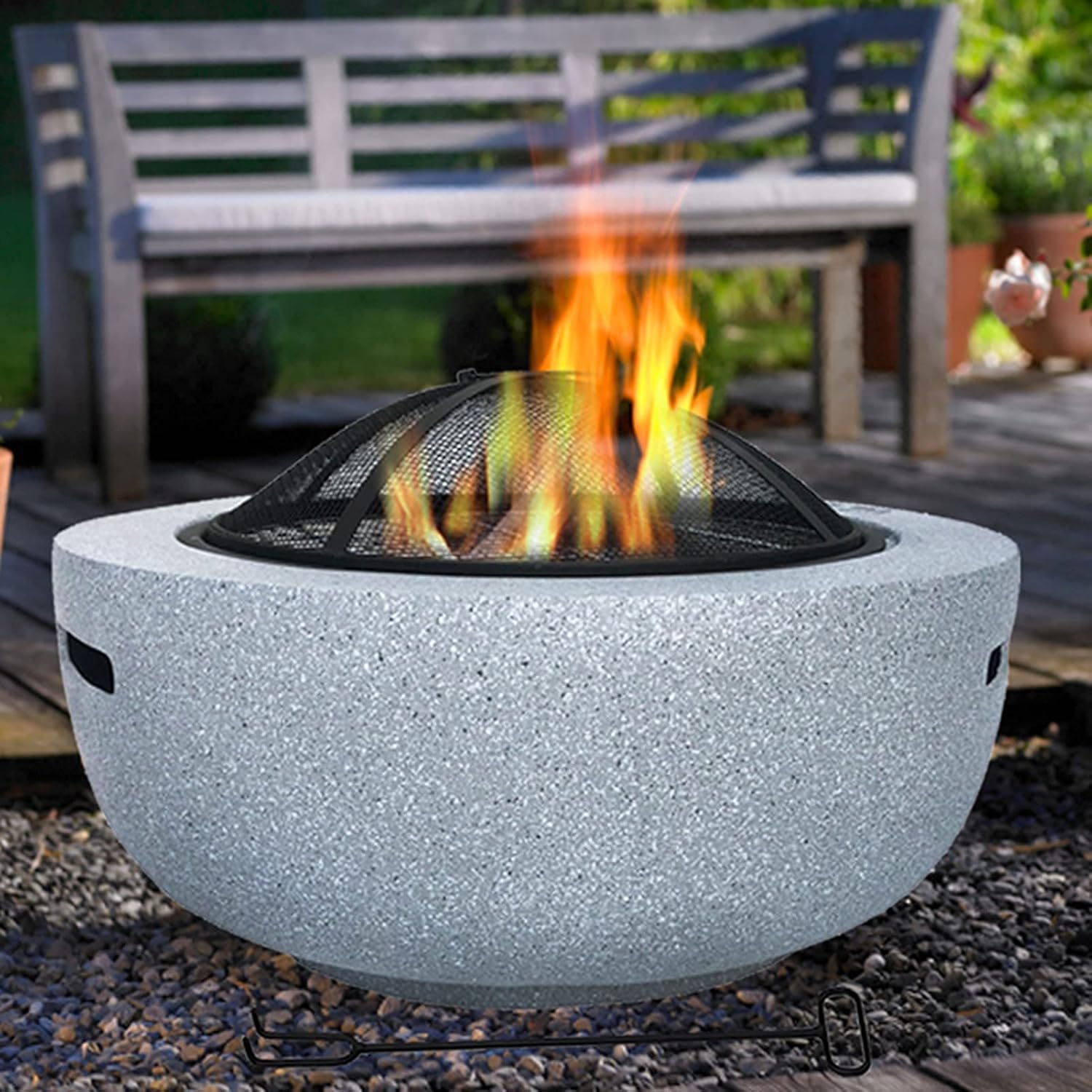 3 in 1 Garden Fire Pit with BBQ Grill Shelf, Multifunctional Fire Pit for Heating/BBQ for Heating/BBQ Fire Bowls