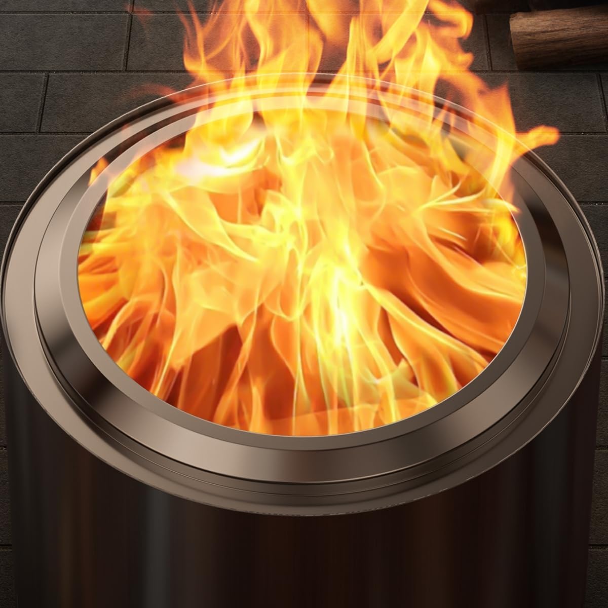 22 inch Smokeless Fire Pit with Waterproof Cover, Stainless Steel Outdoor Smokeless Firepit, Wood Burning Fire Pits for Camping, Bonfire,Low Smoke Firepit for Outside[Slivery]