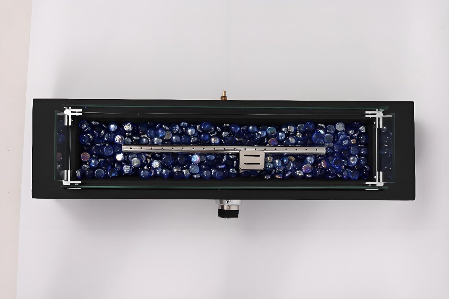 28-Inch Rectangle Fire Pit, 40000B TU Outdoor Propane Fire Pit, Wind-Resistant Firepits, Durable Iron Stylish Glass Beads Design