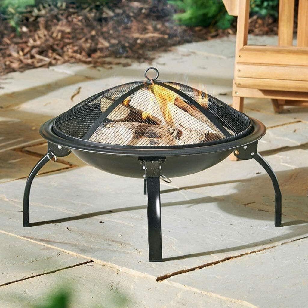 Fire Pits Outdoor Wood Burning Outdoor Fire Pit - 42 Inch Large Bonfire Wood Burning Patio & Backyard Firepit for Outside with Round Spark Screen with Cover BBQ Cooking for Outside Camping Backyar