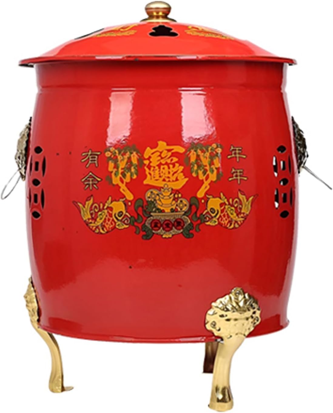 Garden Incinerator, Burn Barrel, Metal Portable Fire Pit with Lid for Ancestor Money Waste Garden Leaf Wood Bonfire