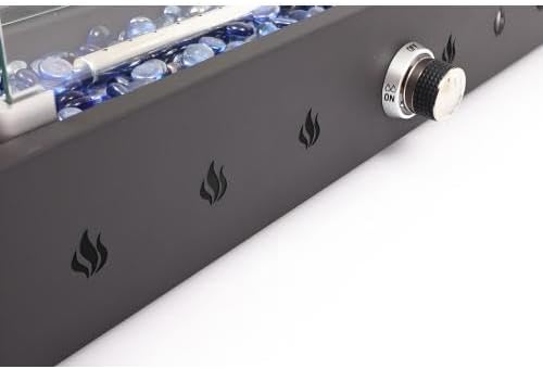 28-Inch Rectangle Fire Pit, 40000BTU Outdoor Propane Fire Pit, Wind-Resistant Firepits, Durable Iron Stylish Glass Beads Design