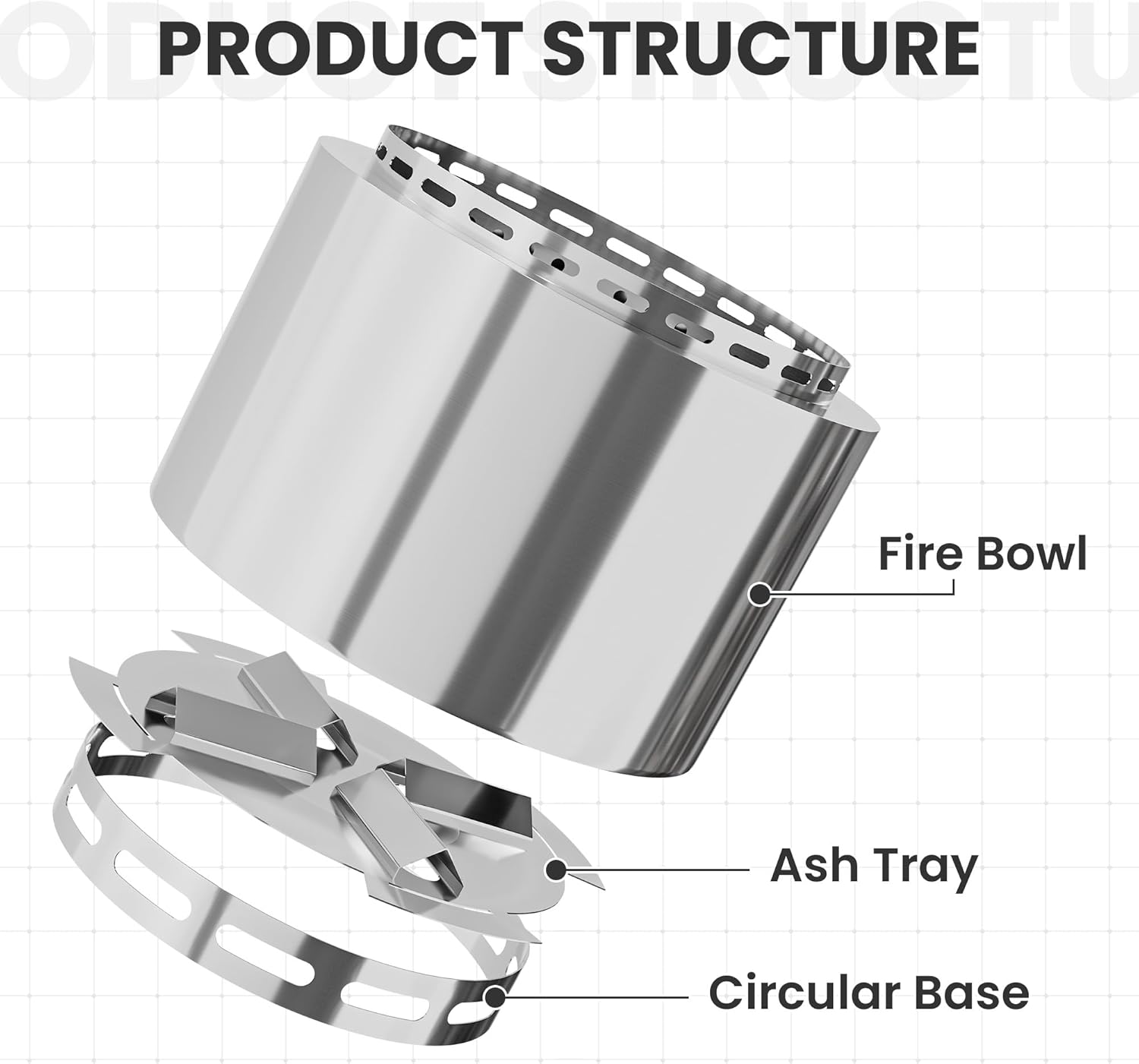 19 Inch Smokeless Fire Pit, Portable Outdoor Stainless Steel Fire Pit for Patio Backyard Garden Camping, Smokeless Technology