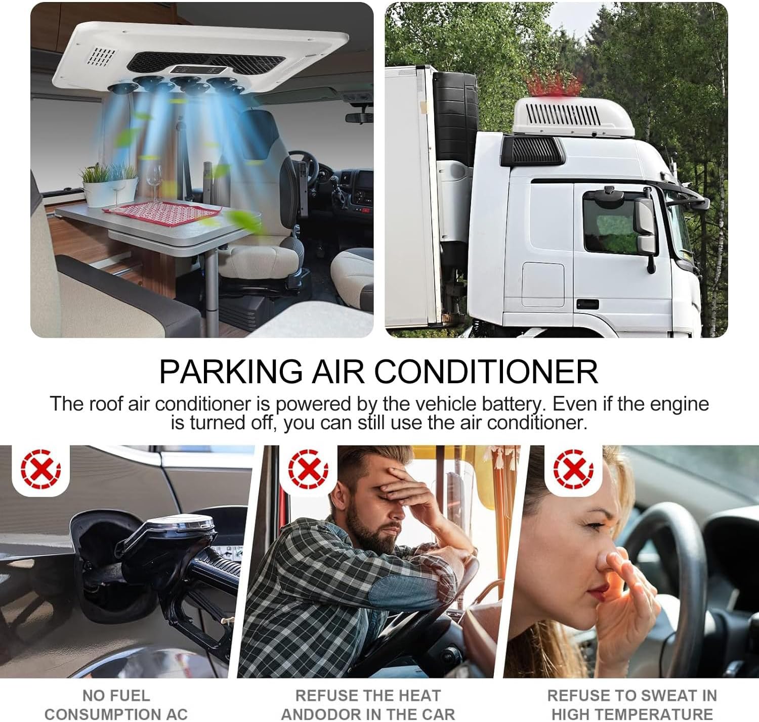 Rv Air Conditioning 12V/24V Rv Roof Air Conditioner for Trucks, Motorhomes, and Caravans - Efficient Heating and Cooling for Comfortable Travel in Trailers and（12v）