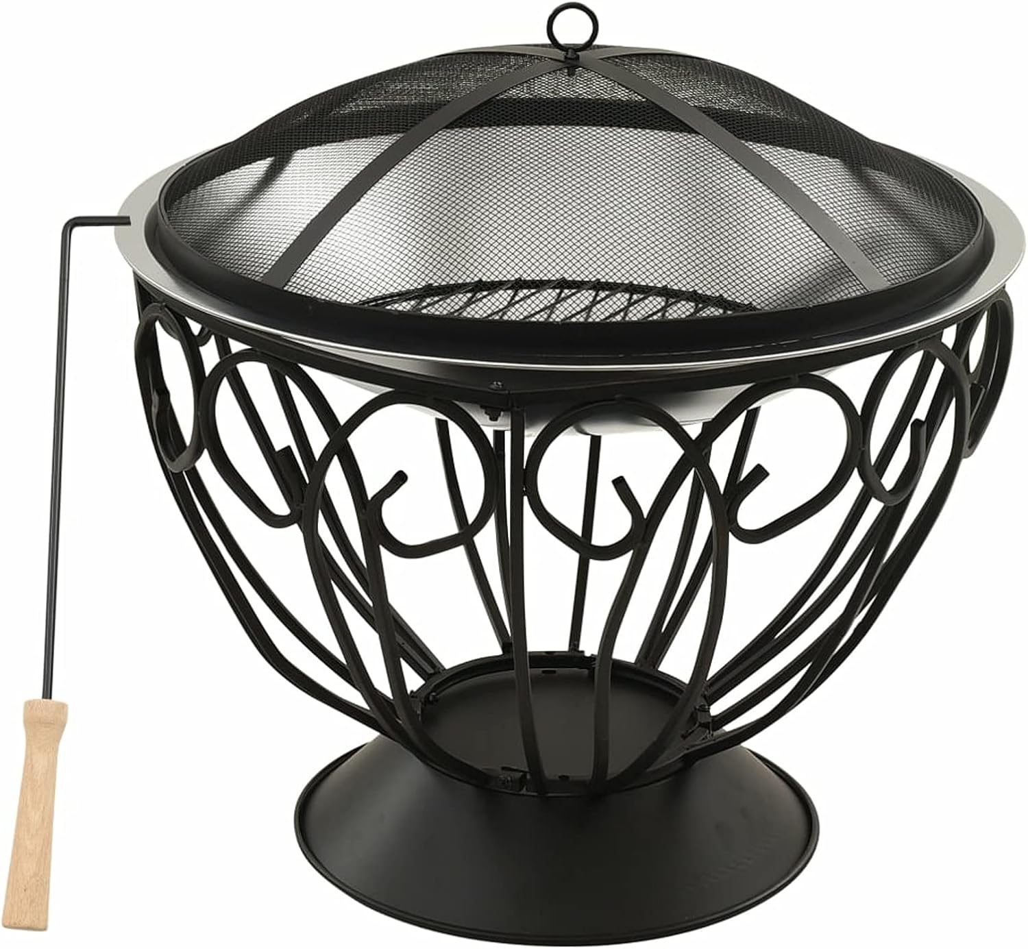 2-in-1 Fire Pit and BBQ Grill, Stainless Steel Outdoor Fire Pit with Cooking Grid and Poker, 23.2x23.2x23.6 Inches for Backyard, Patio, Camping