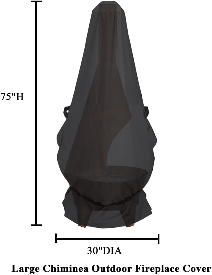 6-Foot Large Chiminea Outdoor Fireplace Cover Waterproof Heavy Duty Tall Round Steel Wood Burning Chimnea Cover