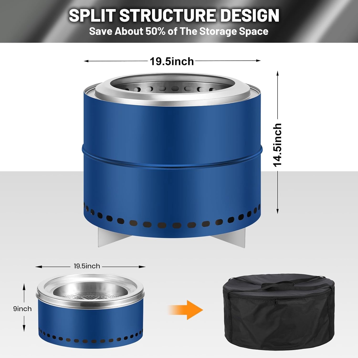 19Inch Smokeless Firepit