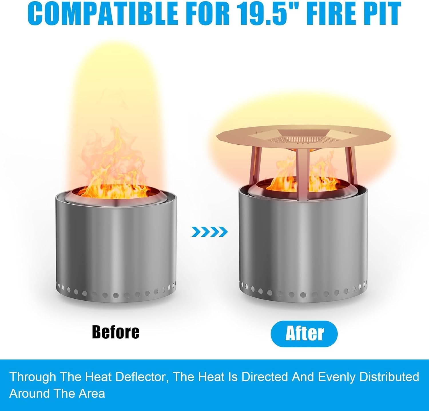 One-Piece Fire Pit Heat Deflector for Solo Stove Bonfire 19.5