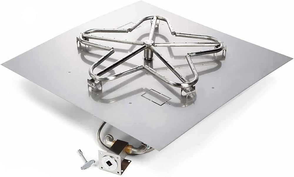 HPC Fire Match Light Gas Fire Pit Kit (TOR-MLFPK30SQ-FLEX-LP-ST), 30x30 Pan, 18