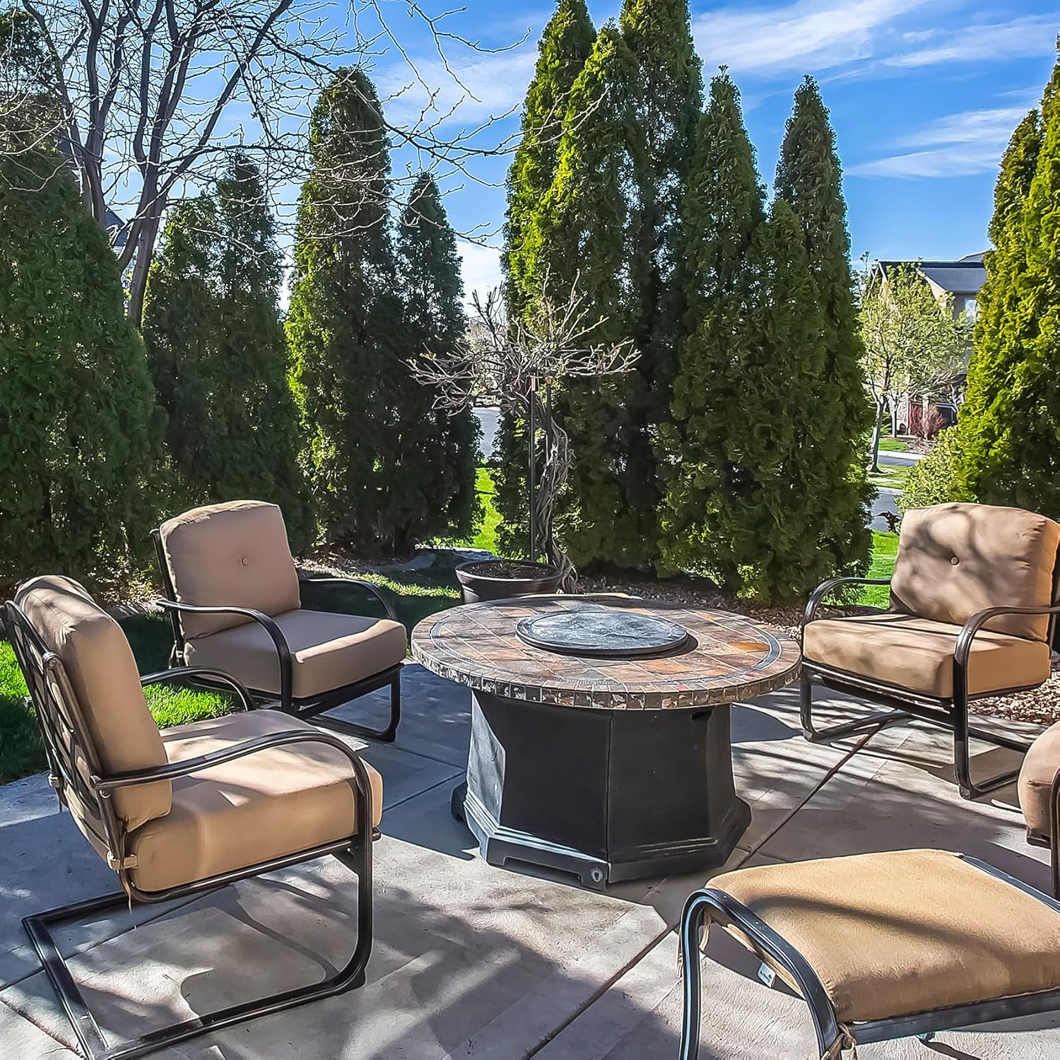 Stanbroil Cast Aluminum Fire Pit Lid, Rust-Free Lid for Outside Fire Pit or Table, Lazy Susan for Agio and TK Classics