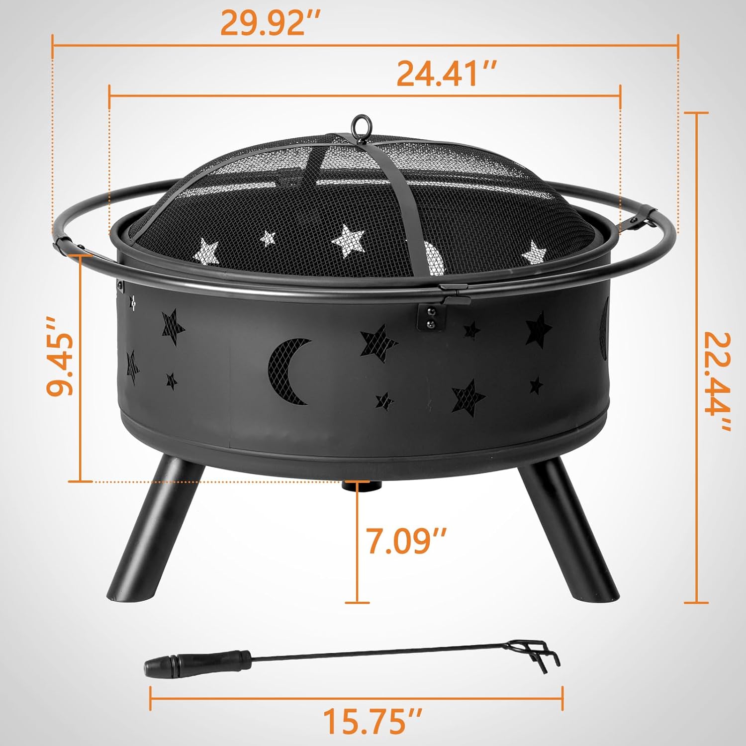 Vasitelan Outdoor Fire Pit 30 Inches Fire Pits for Outside Wood-Burning Outdoor Fireplace for Patio Backyard Garden Picnic