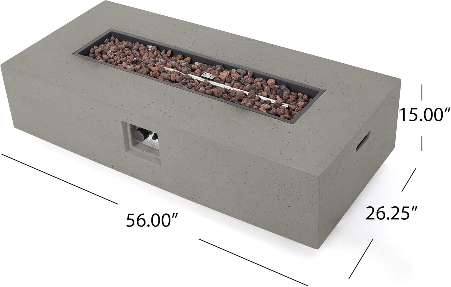 Great Deal Furniture GDFStudio Outdoor 5 Piece Wood and Wicker Chat Set with Fire Pit, Gray and Light Gray