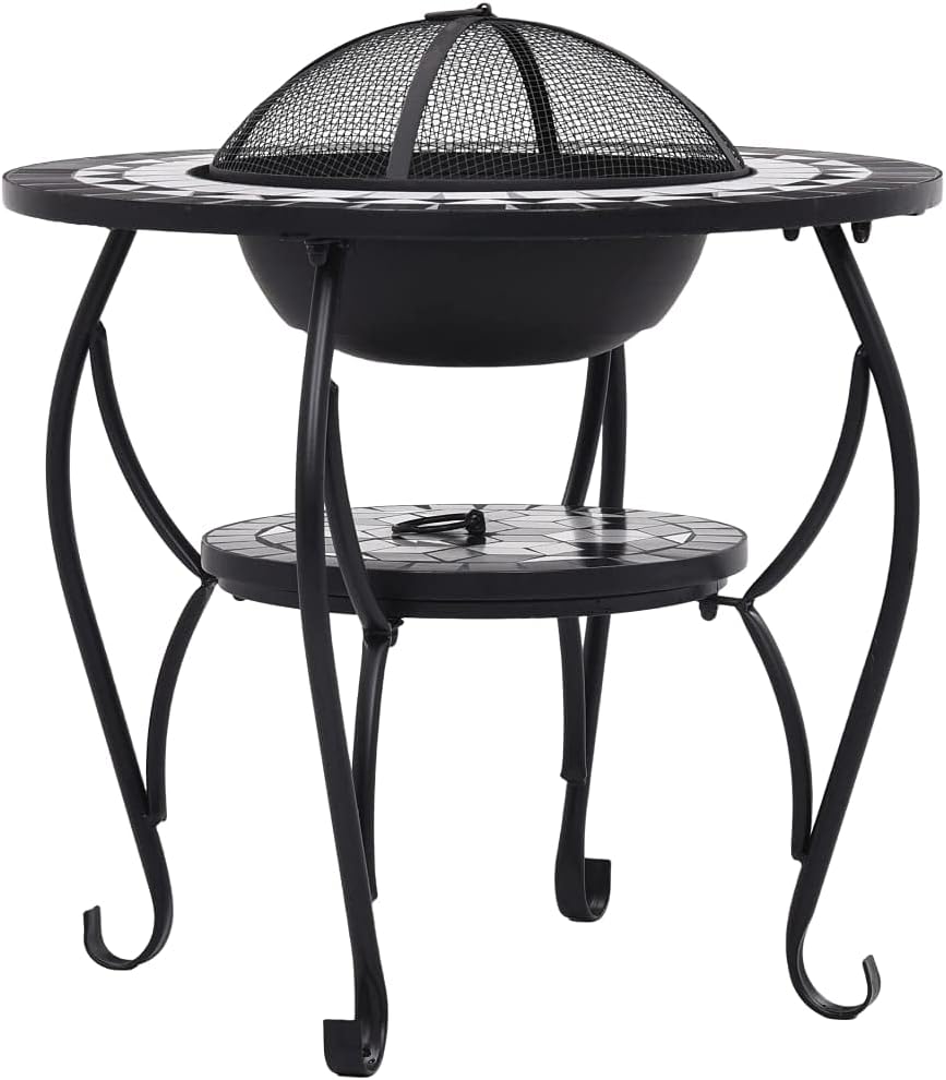 CHARMMA Mosaic Fire Pit Table Black and White 26.8