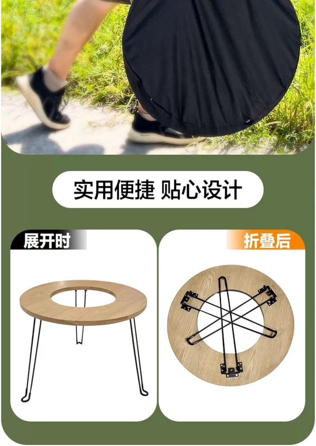 Portable Small Patio Table BBQ Table, Fireside Tea Table, Outdoor Wood-Burning fire Pit. Portable fire Pit is Suitable for All Seasons, Home, Outdoor Activities and Camping.