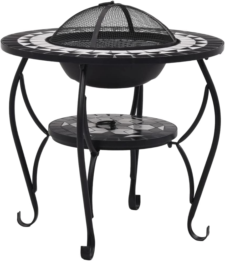 Mosaic Fire Pit Table Black and White 26.8