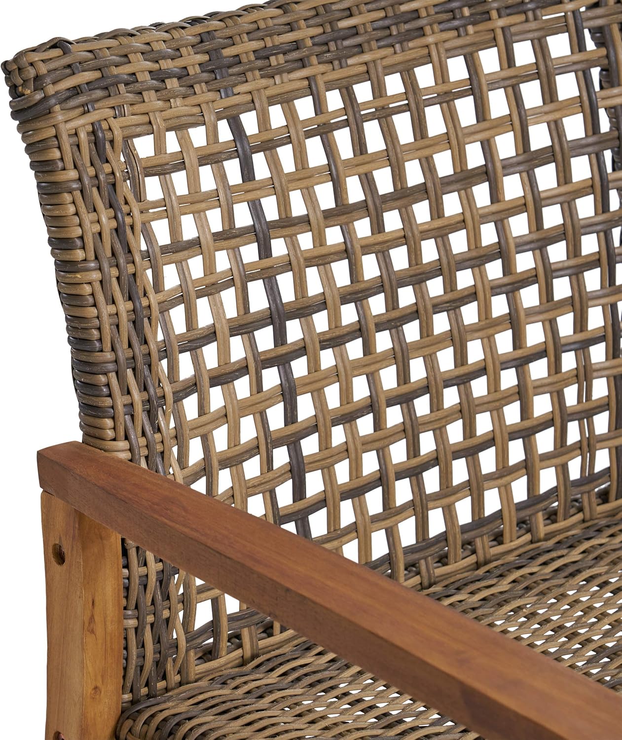 Great Deal Furniture GDFStudio Outdoor 5 Piece Wood and Wicker Chat Set with Fire Pit, Gray and Brown