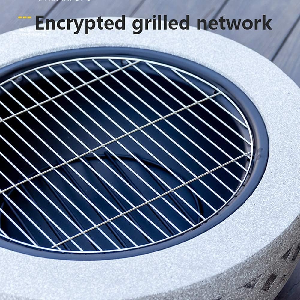Fire Bowl Fire Pit, 60 cm with BBQ Grill Shelf with an Edging of Artificial Stone Best Gift