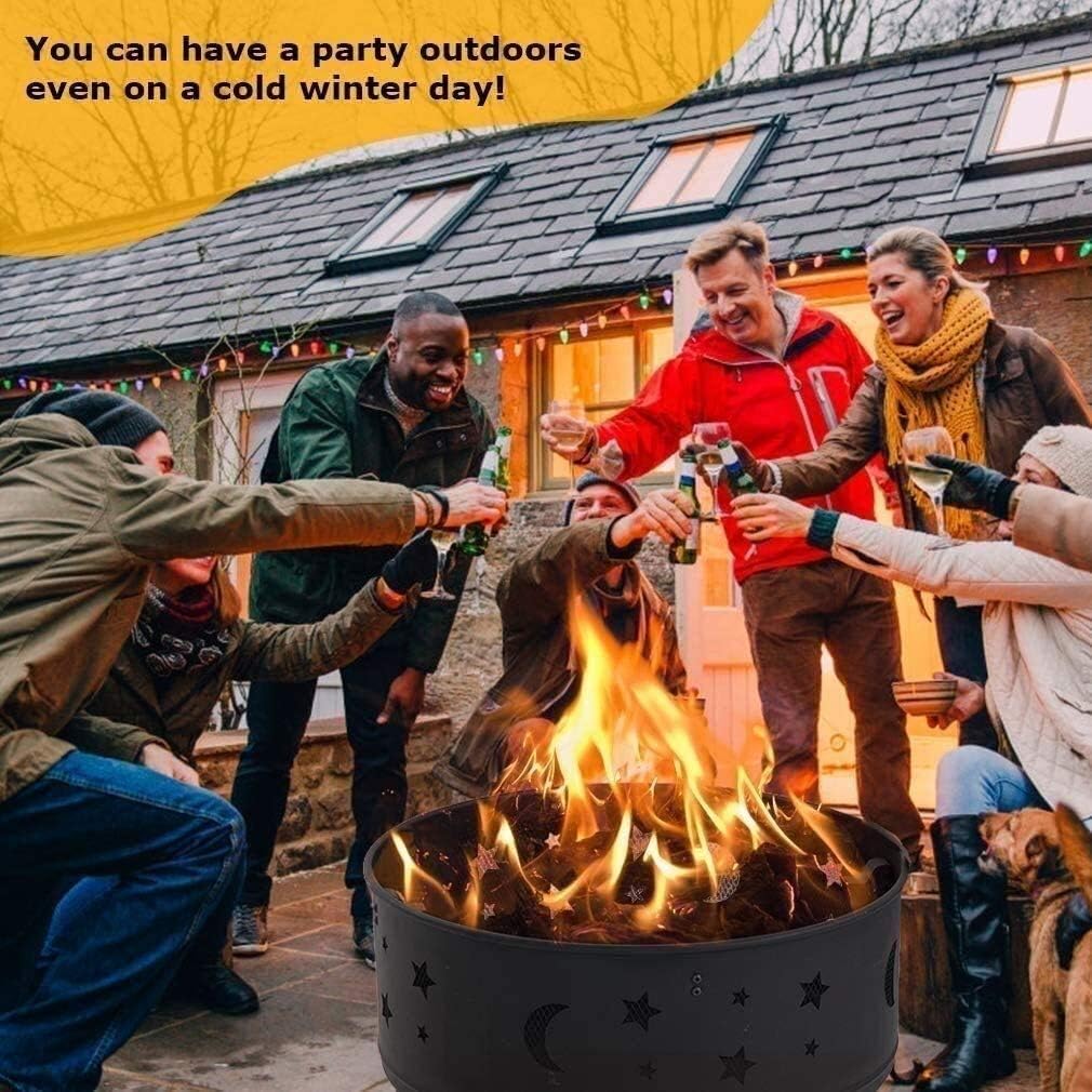 Fire Pits Outdoor Wood Burning Bowl, 24 Inches Diameter Wood Burning Steel Fire Patio & Backyard Firepit