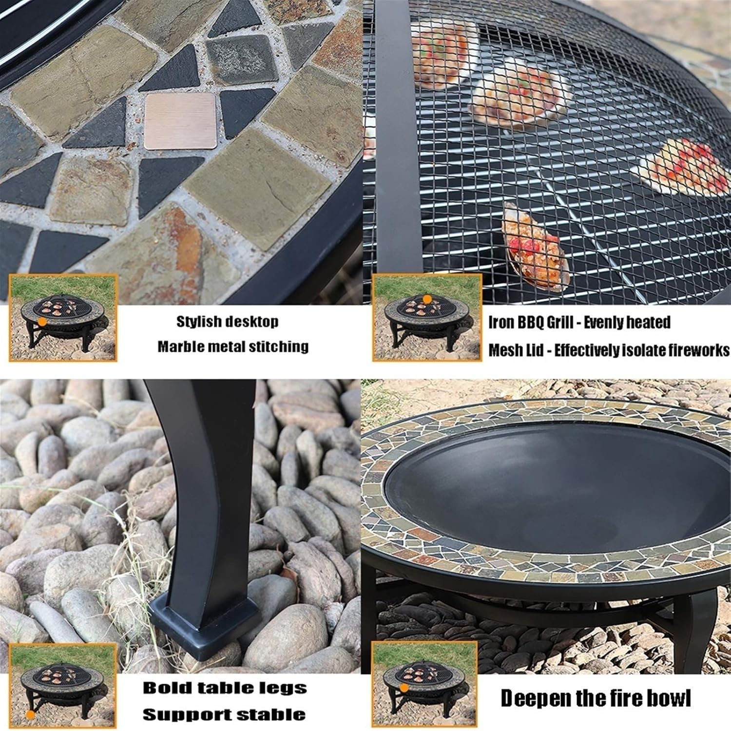 Outdoor Fire Pit Garden Wood-Burning Fire Bowl, Portable Outdoor Heating Fireplace, for Outdoor Cooking and Campfire (Color : Kit-1) (Kit 3)