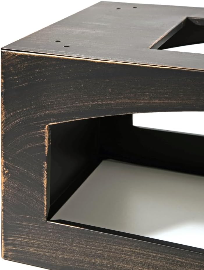 37 Inch Rectangular Metal Wood Burning Fire Pit with Built-in Log Storage and Poker - Bronze Finish Outdoor Fireplace for Patio, Garden, Backyard Gatherings