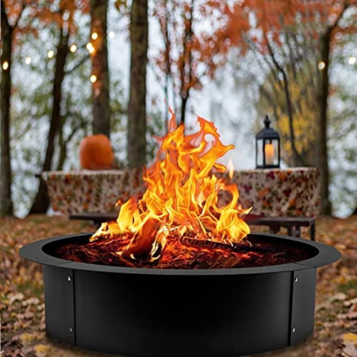 Fire Pit Ring Cooking Fire Ring Insert for Fire Pits DIY Campfire Liner Portable Wood Burning Ring,36x30x10 Inch