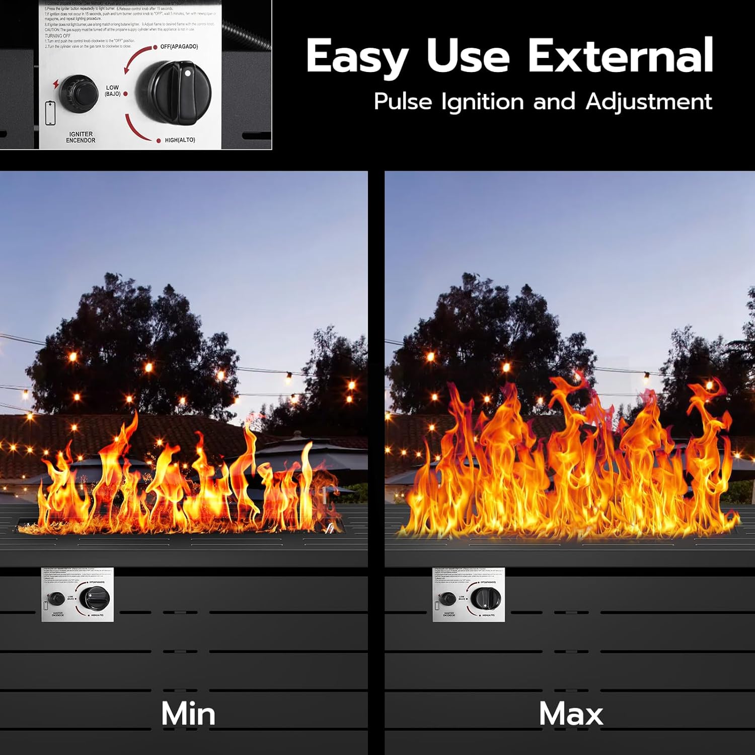 ZAFRO 43 Inch Propane Fire Pit CSA-Listed Outdoor Fire Table, 50,000 BTU Firepit Table with Lid and Lava Rock, Gas Fire Table for Outside Patio Garden Backyard Deck Balcony