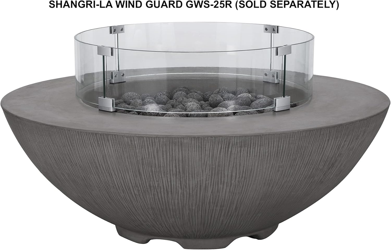 Pyromania Shangri-La Outdoor Concrete Fire Pit Bowl, 41 Inches Round - Propane Model in Slate Gray Color