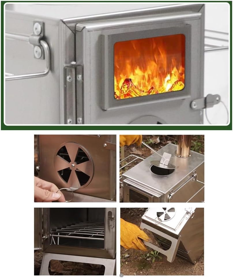 Fire Pits ﻿ Stainless Steel Wood Stove Camping Outdoor Small Heating Portable Foldable Travel Indoor and Outdoor Heating Stove Firewood stove