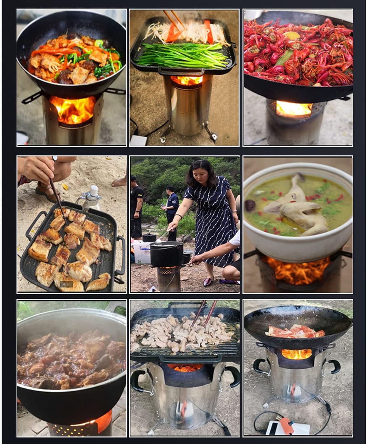 Firewood Stove, Fire Pit Outdoor Wood Burning Cast Iron Firepit Firebowl Fireplace Heater Log Charcoal Burner, with External Blower and Storage Bag,A