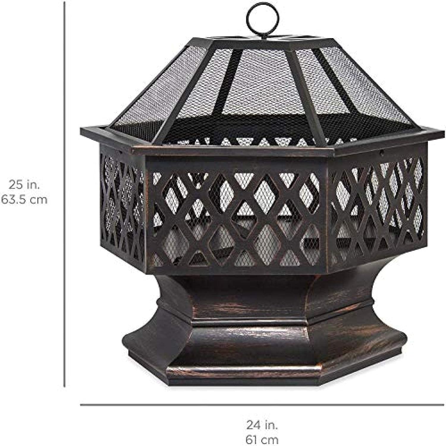 Fire Pit BBQ Grill Fire Bowl Courtyard Fireplace Courtyard Heater Steel Brazier Bowl Heavy Steel 24 Inch