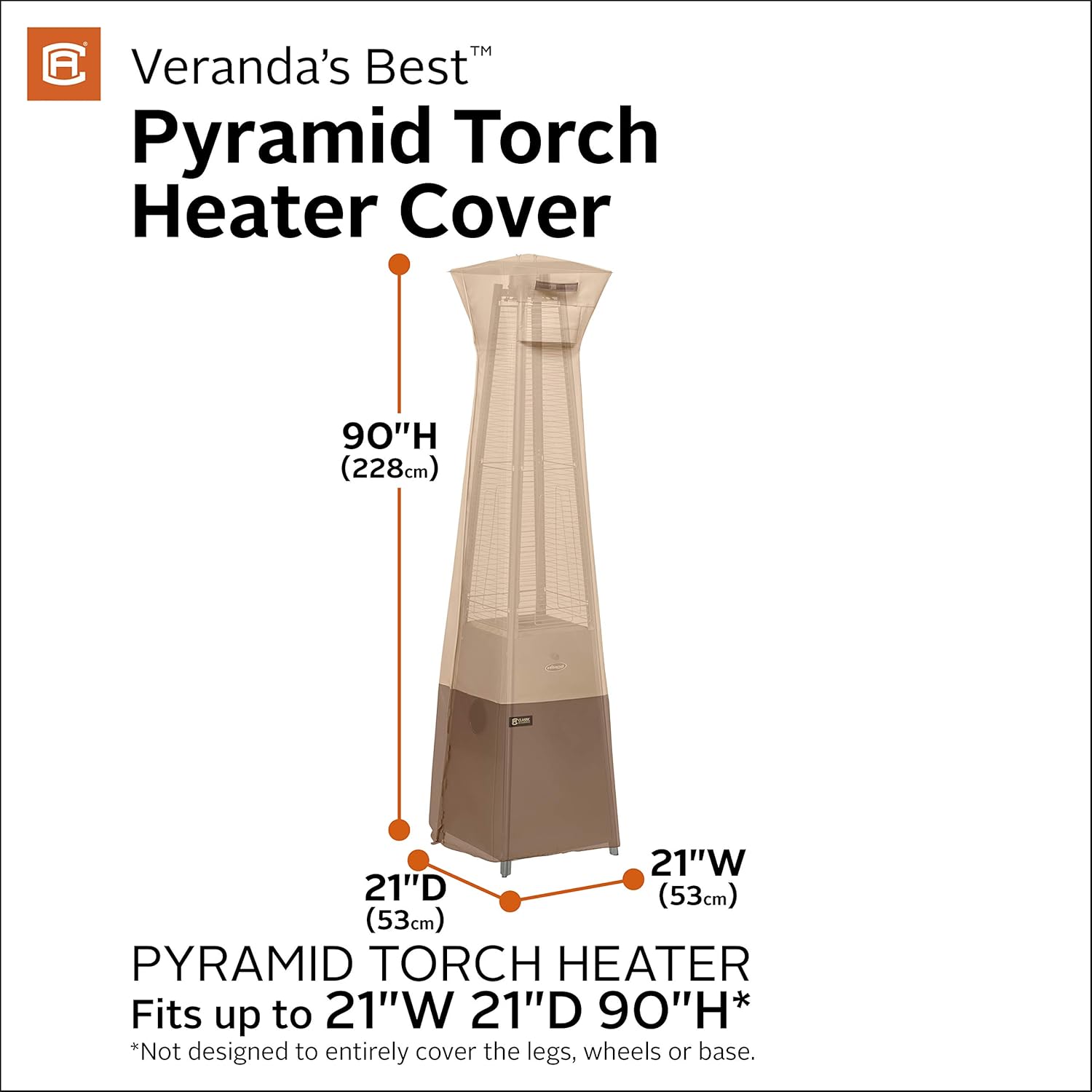 Classic Accessories Veranda's Best Waterproof Pyramid Torch Heater Cover, 21 x 21 x 90 Inch, Patio Furniture Covers