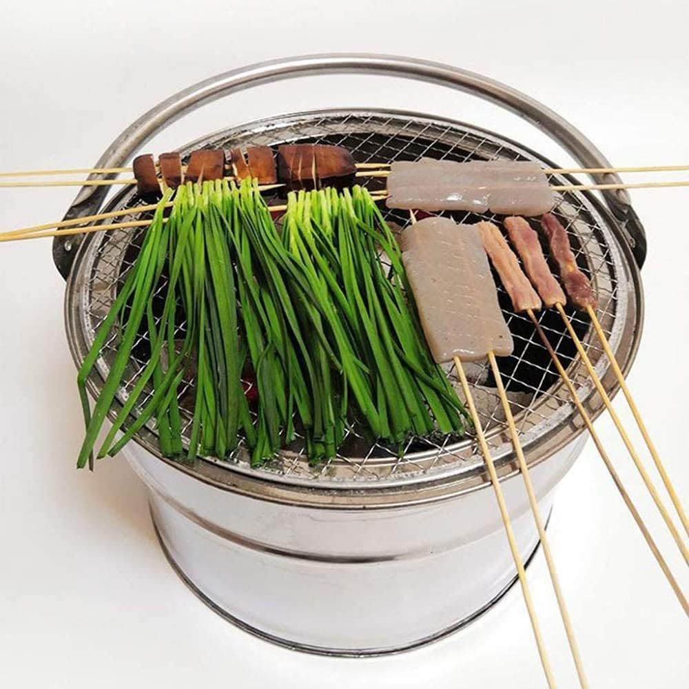 Mini Portable Fire Pit - Small Firepit Bowl -Stainless Steel,Outside with Cooking BBQ Grill Grate, Portable with Handles - for Outside Patio & Backyard Use-D