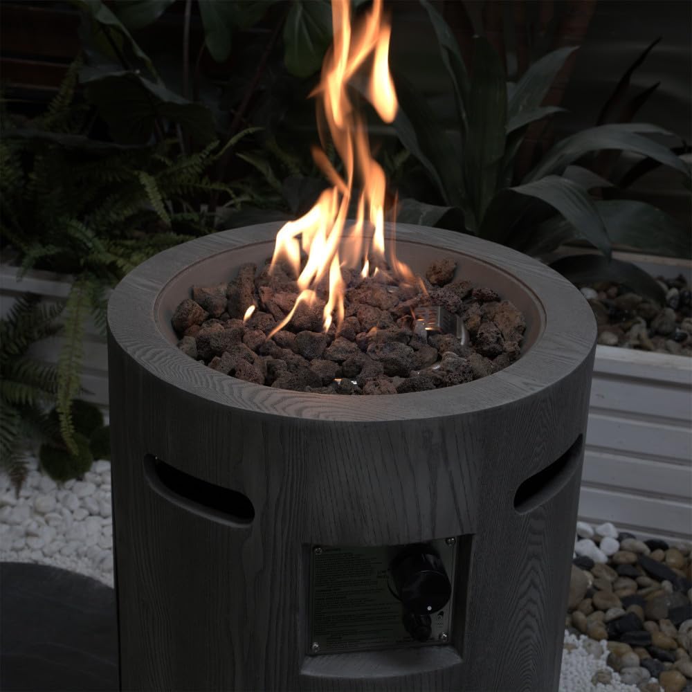 32000 BTU, CSA Certification Diameter 20 Inch Round Outdoor Gas Fire Pit,Contain 2.5kg Lava Stone and Rainproof Cover,Magnesium Oxide Cultured Stone Surface Finished, More Suitable for Outdoor Garden