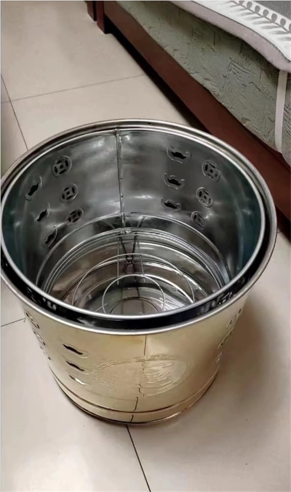 Burn Barrels for Outside for Burning Trash, Metal Incinerator Cage, Portable Fire Barrel, Covered Outdoor Burn Cage for Leaves, Trash, Documents(Silver,18.5x17.7in)