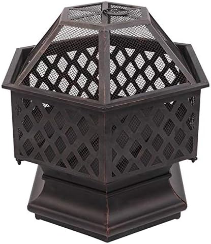 22'' Multifunctional Fire Pit Table 6 Corners Metal Firepit Stove Backyard Patio Garden Fireplace for Camping, Outdoor, and Picnic (22 inches)