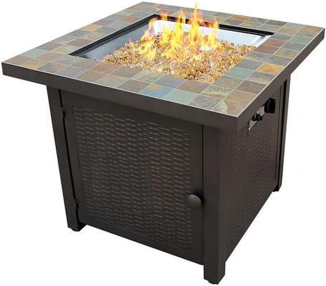 Hiland GFT-60843 High Output Propane Fire Pit, 50,000 BTU w/Amber Fire Glass Included, 30