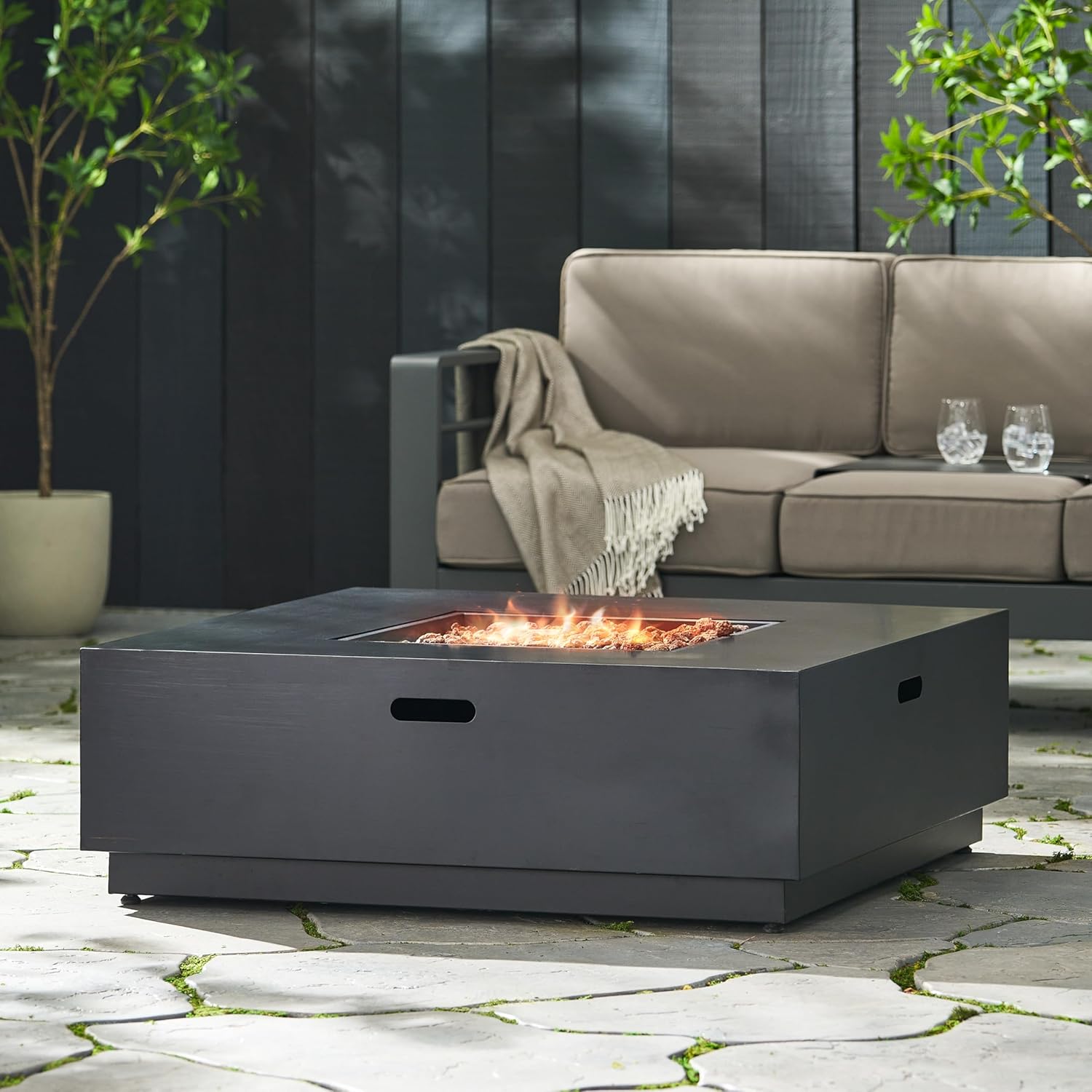 40'' Square Iron FIRE Pit 50 000 BTU (Tank Cover not Included)