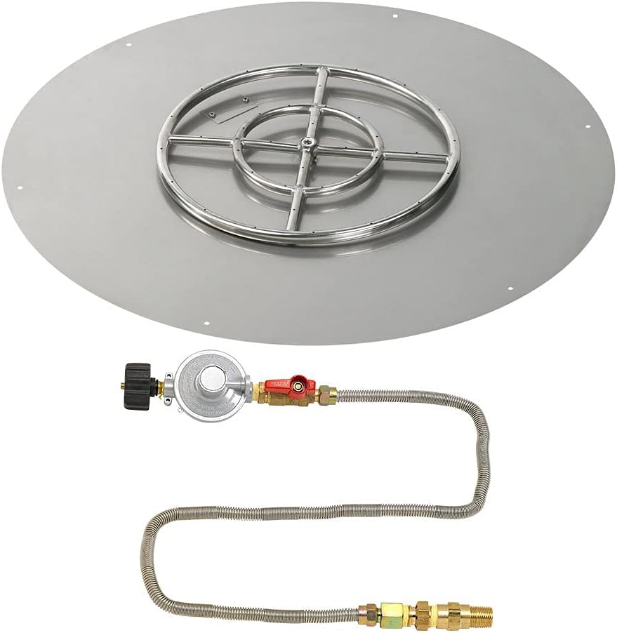 American Fire Glass Match Light Fire Pit Kit (SS-RFPMKIT-P-30), Round Flat Pan, Propane Gas, 30-Inch Pan/18-Inch Burner