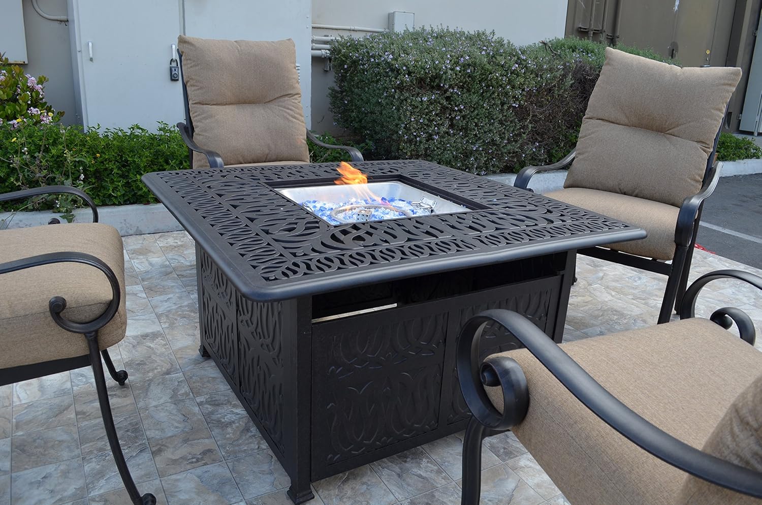 Santa Anita Outdoor Patio 4 Swivel Rocker Chairs and Square 42