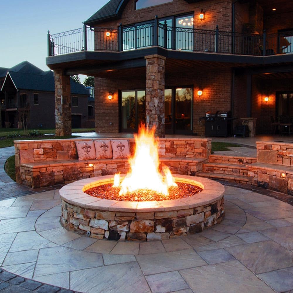 Firegear Match Light Gas Fire Pit Burner Kit (FPB-44DBS36MT-N), Round Flat Pan, Natural Gas, 44-inch