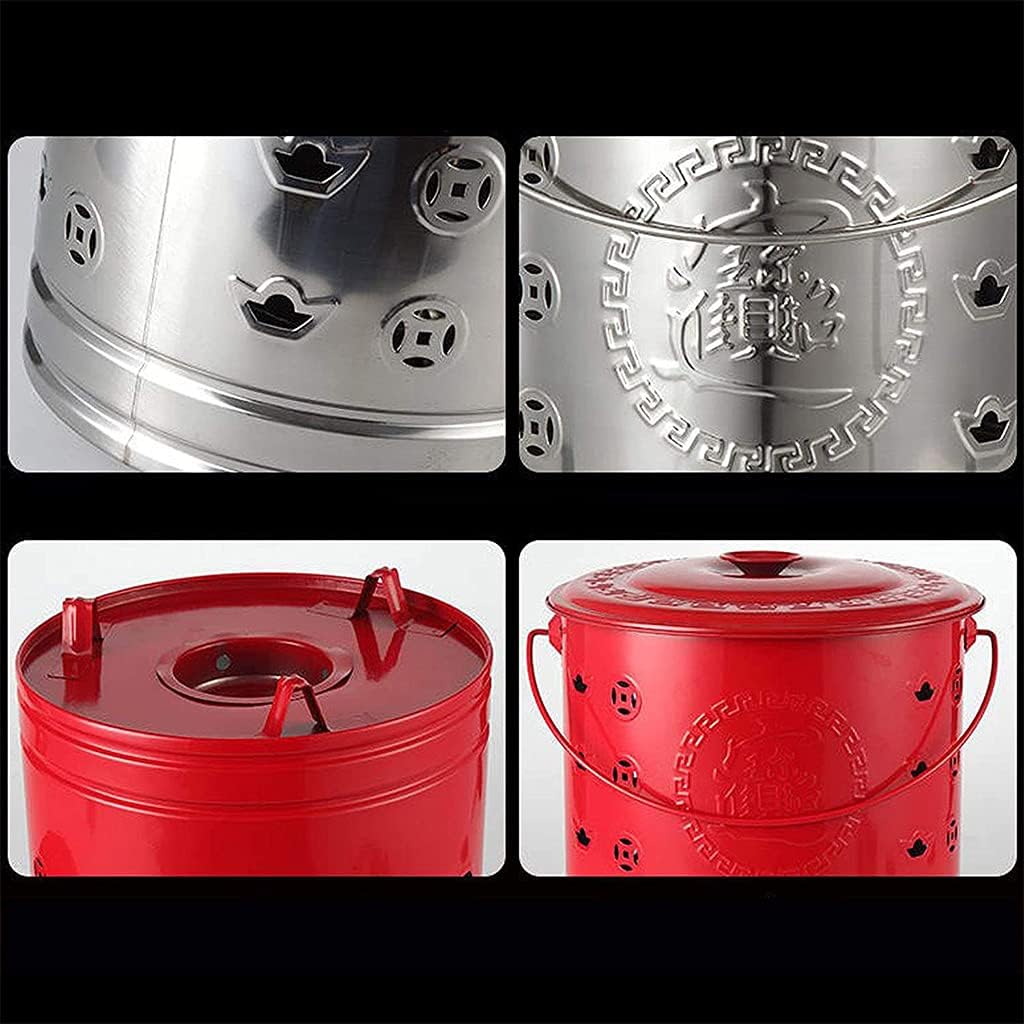 JNYB Incinerator Garden Bins Small Fire Bin Galvanised Outdoor Fire Pit Stainless Steel Portable Fire Pits for Wood Burning Backyard Bonfire,26.5x30cm