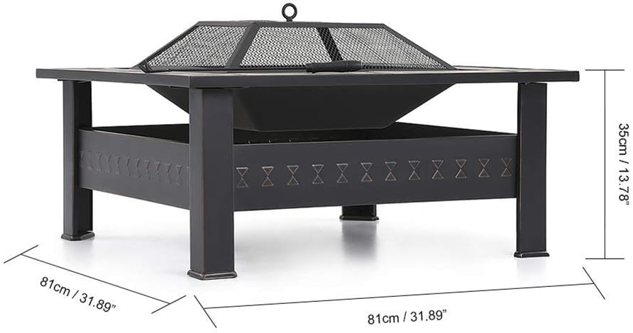 Outdoor Fire Pit Table, Multifunctional Garden Terrace Fire Bowl with Stainless Steel Grill and Log Poker, for Outdoor and Patio,Outdoor Fire Pits