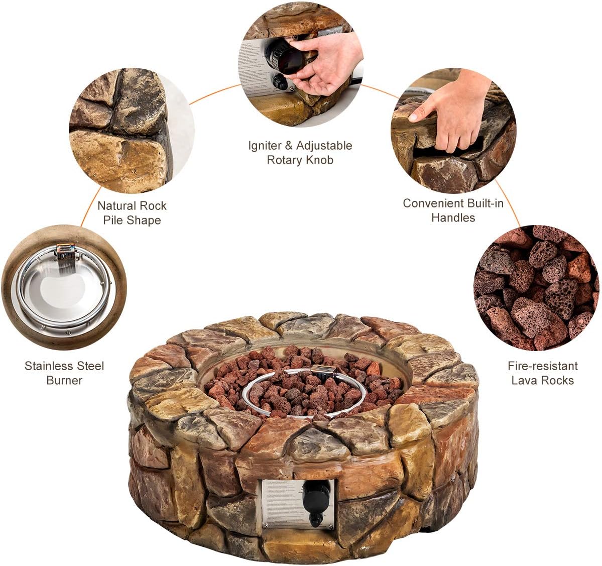 Outdoor Propane Fire Pit, 28