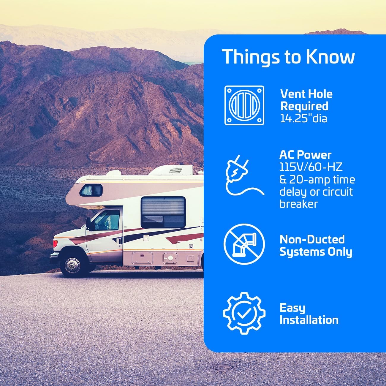 ACiQ 15,000 BTU RV Air Conditioner with Heat Pump Non-Ducted - 115V Black Roof Top AC Unit | 1.25 Ton Cooling & Heating for Camper, Motorhome, Travel Trailer