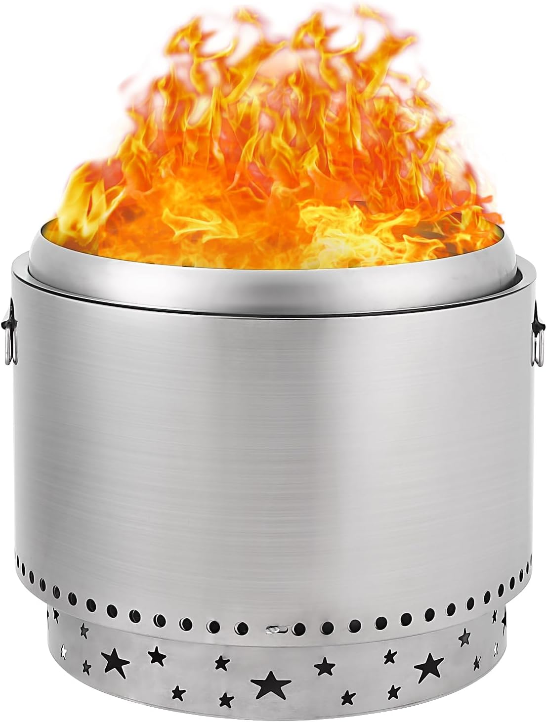 Smokeless Fire Pit 20.5’, Portable Fire Pit with Stand, Handles Design, Stainless Steel Stove Wood Burning, Removable Ash Pan, for Camping, Garden, Backyard