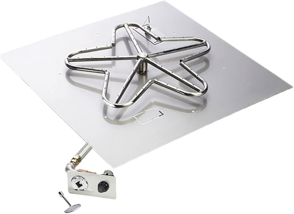 HPC Fire Push Button Spark Ignition Gas Fire Pit Kit (TOR-PENTA30FPK-SQ-NG), 30x30 Pan, 24