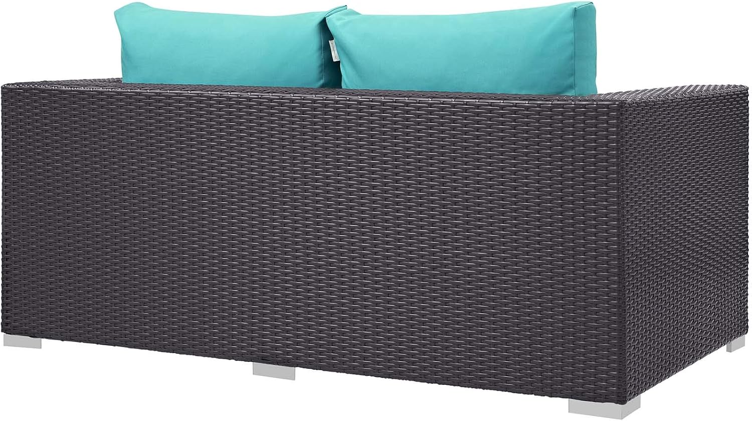 Modway Convene Wicker Rattan 4-pc Outdoor Patio Sectional Set with Fire Pit in Espresso Red