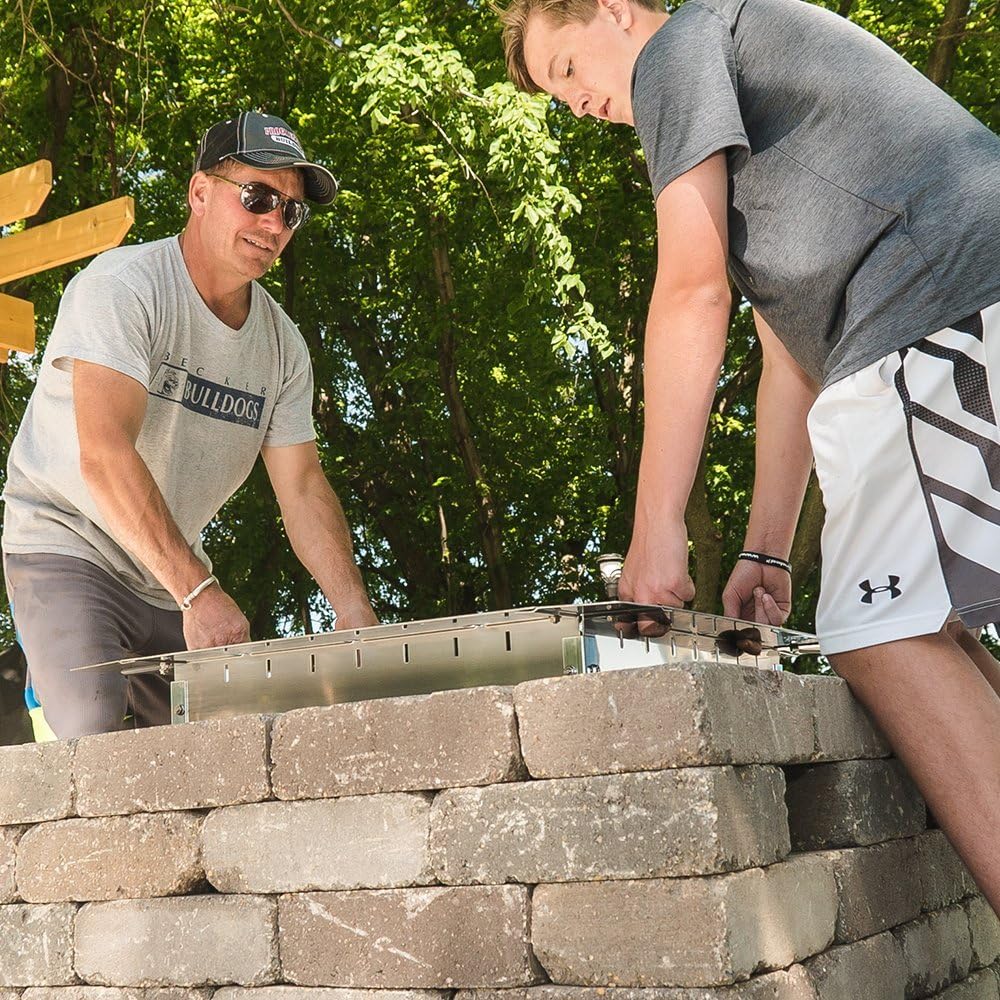 Firebuggz Heavy Duty Stainless Steel Fire Pit Ring Insert for Outdoors - 24”x 36” Rectagular Insert, 32”x 44” Outside Flange, 9